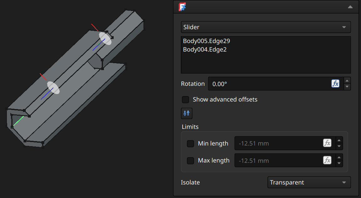 FreeCAD Assembly workbench slider joint example